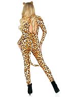 Cougar, body costume, long sleeves, keyhole, tail, animal print